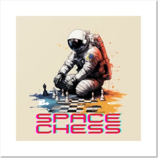 Stellar Strategy The Astronaut Playing Chess in Space Posters and Art